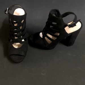 Bar III Women's Nerisa Peep Toe Party Ankle Strap, Black, Size 7 US